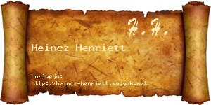 Heincz Henriett névjegykártya